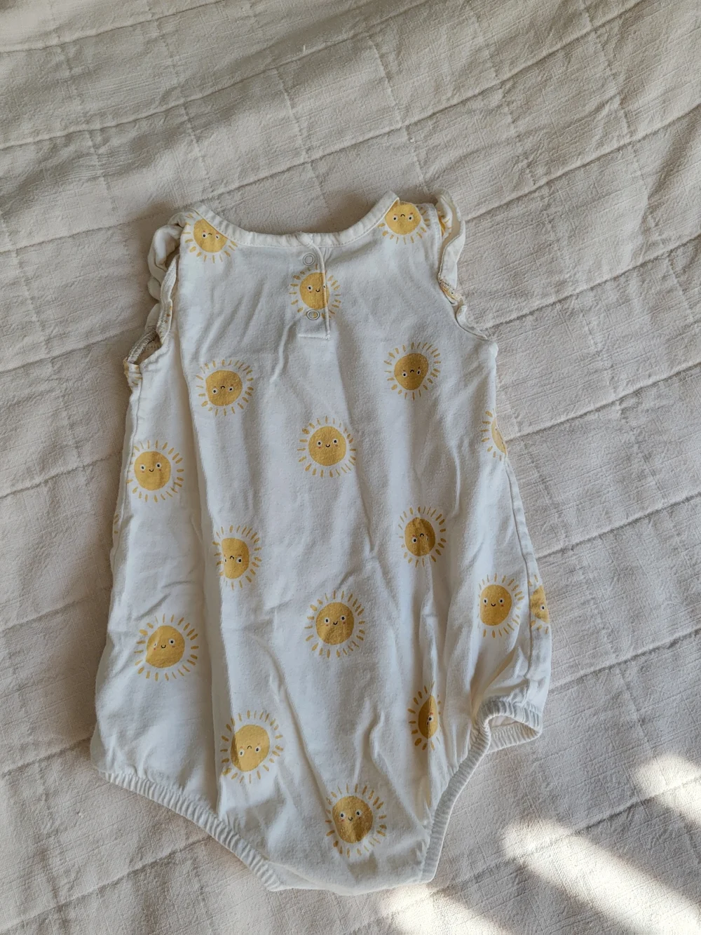 Old Navy White Baby Romper with Yellow Sun Print